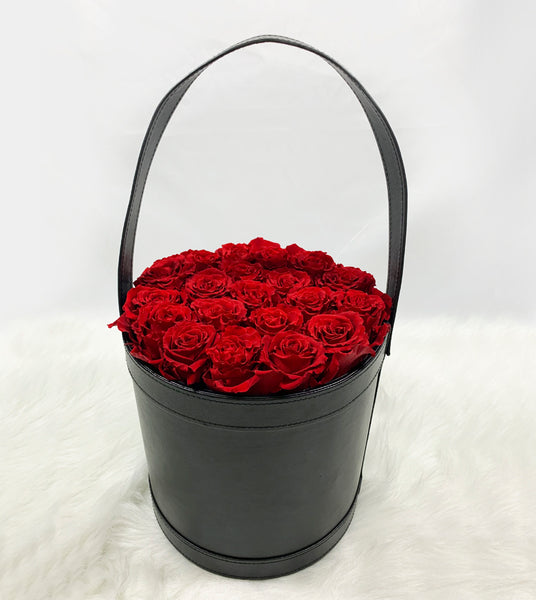 Leather (PU) holding bucket hatbox (Black)