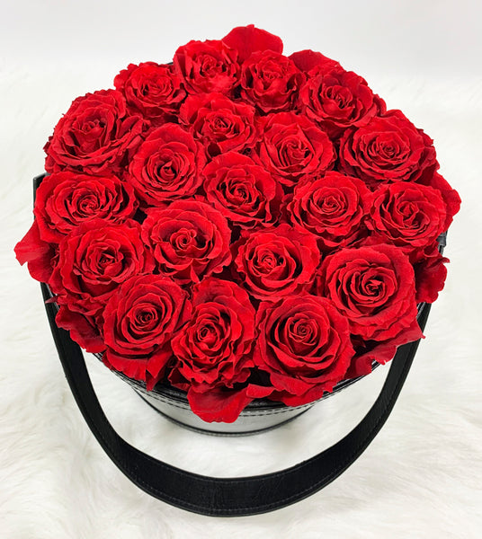 Leather (PU) holding bucket hatbox (Black)