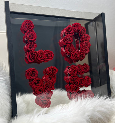 Mirrored Love box with preserved roses
