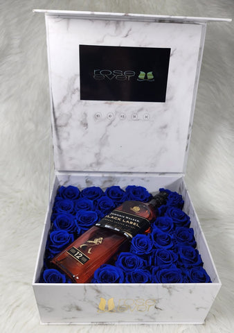 Preserved roses rectangular box (black or red) with Lcd screen