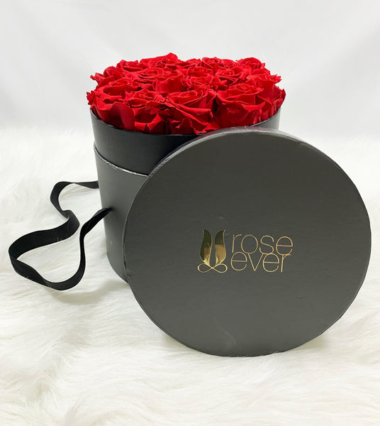 Preserved roses Hatbox (black) with Lcd screen