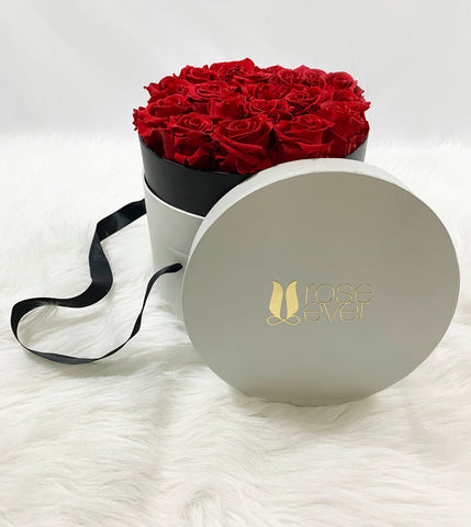 Preserved roses Hatbox (Light Grey) with Lcd screen