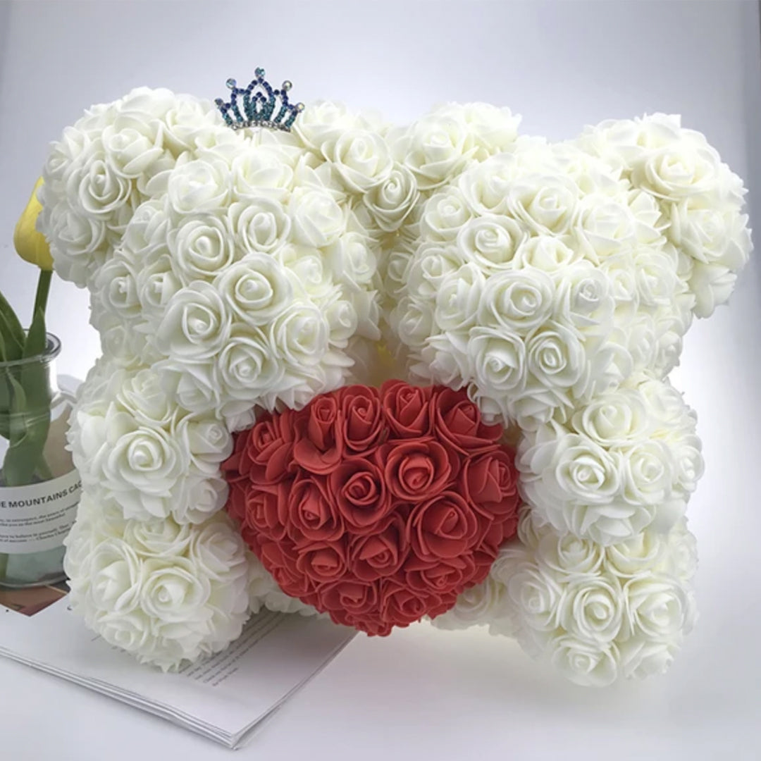 Teddy Bear Couple - White & Red