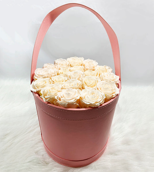 Leather (PU) holding bucket hatbox (Pink)